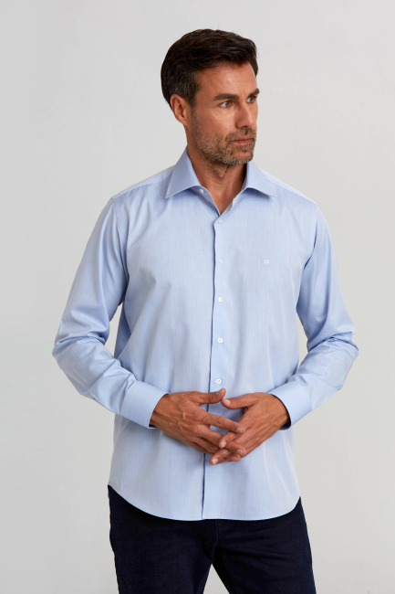 Regular Fit Açık Mavi Klasik Erkek Gömlek - 5