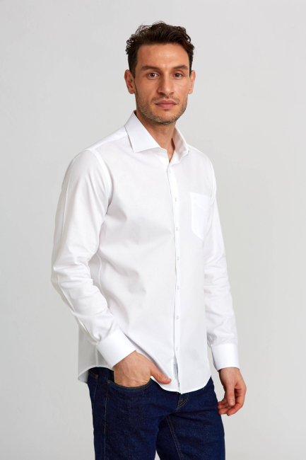 Regular Fit İtalyan Beyaz Erkek Gömlek - Bisse