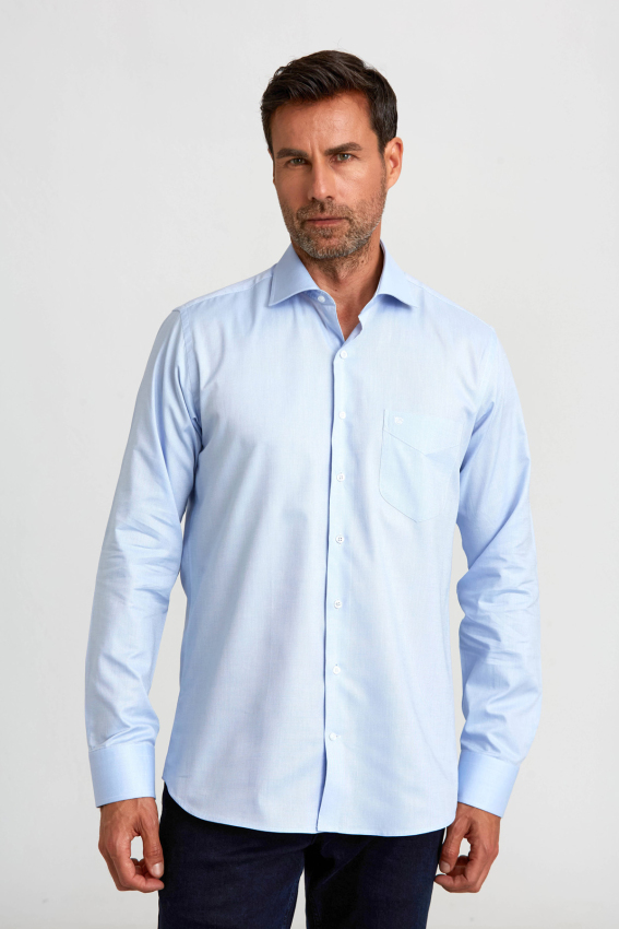Regular Fit İtalyan Mavi Erkek Gömlek - 1