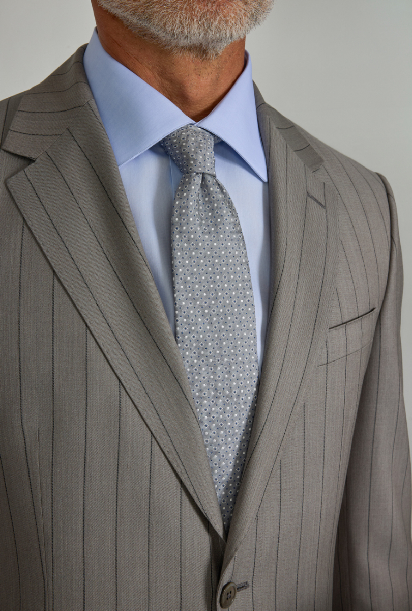 Gri Comfort Fit Mono Yaka Çift Yırtmaçlı Sedef Düğmeli 6 Drop Yün Takım Elbise - 6