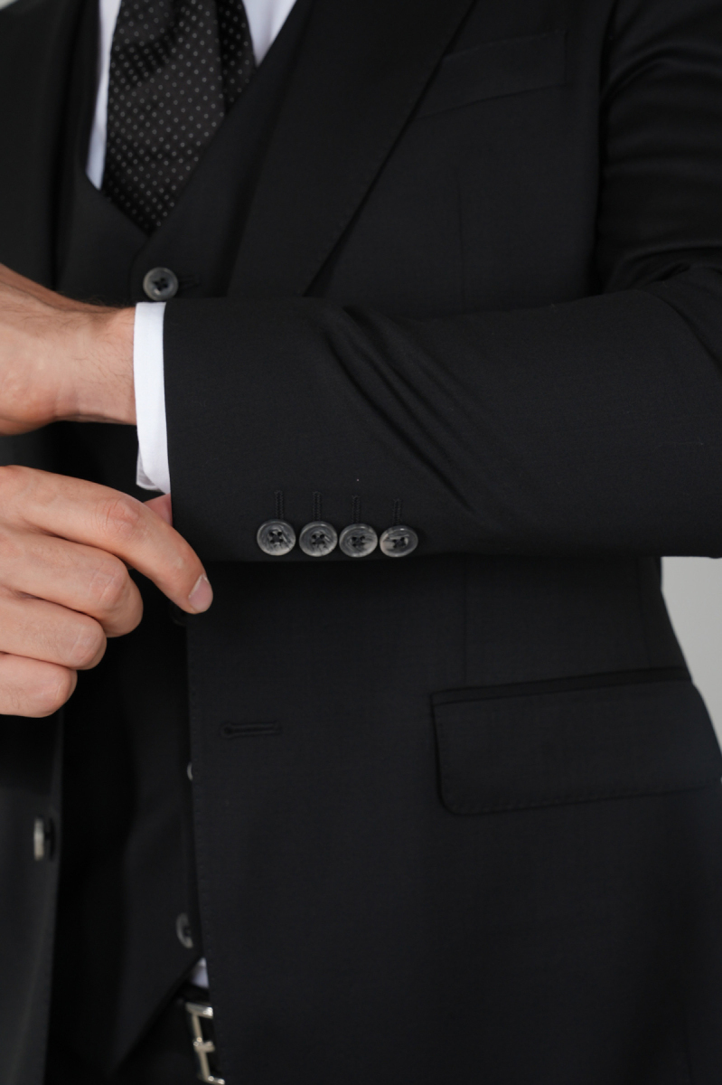 Gri Kırlangıç Yaka Çift Yırtmaçlı 6 Drop Yün Takım Elbise - 4