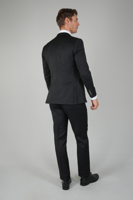 Gri Kırlangıç Yaka Çift Yırtmaçlı 6 Drop Yün Takım Elbise (1)