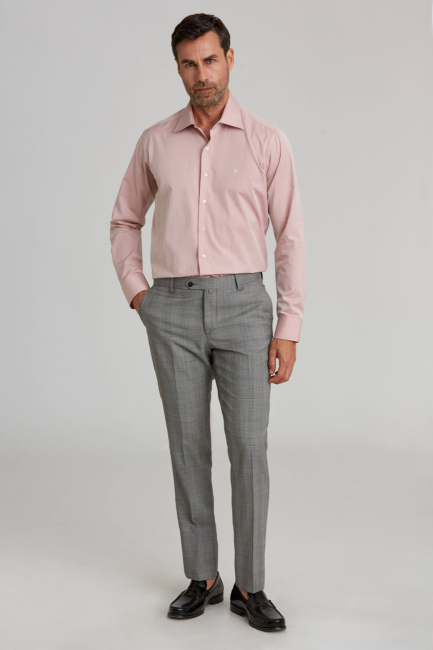 Gri Modern Fit Klasik Erkek Yün Pantolon - 4