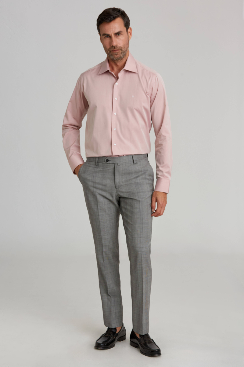 Gri Modern Fit Klasik Erkek Yün Pantolon - 4