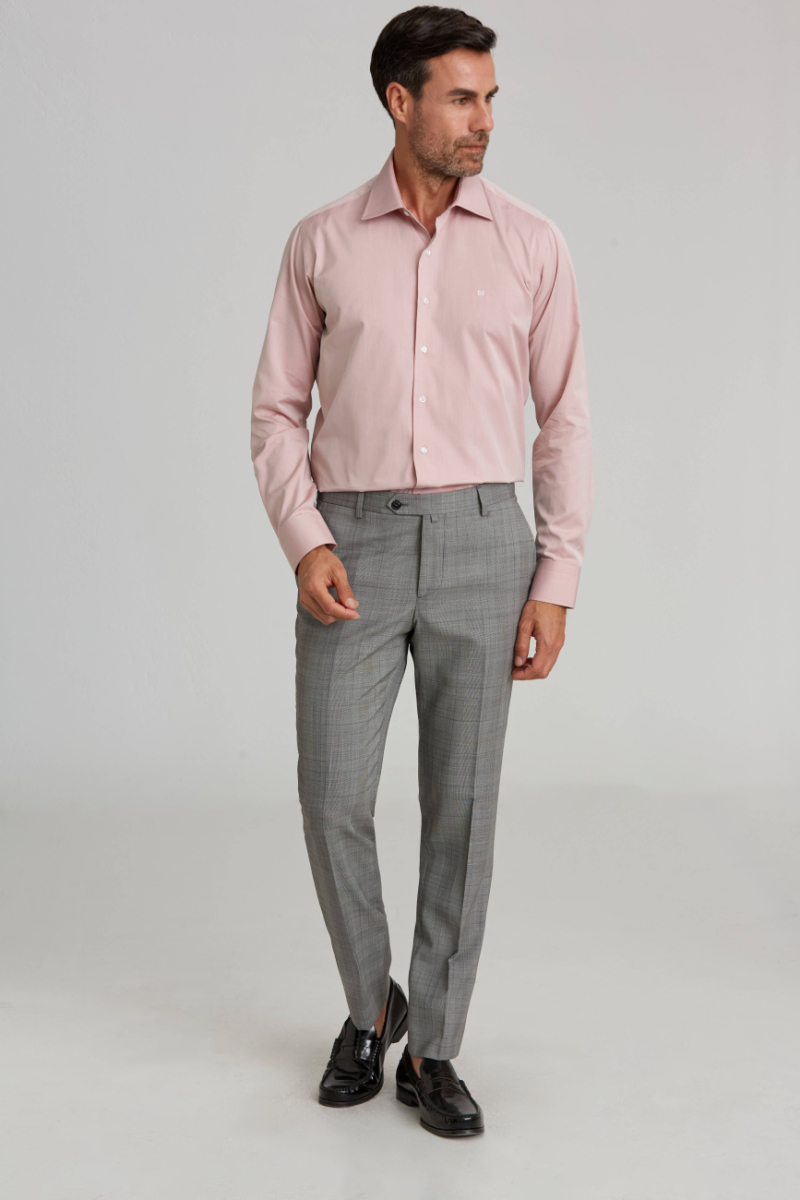 Gri Modern Fit Klasik Erkek Yün Pantolon (1)