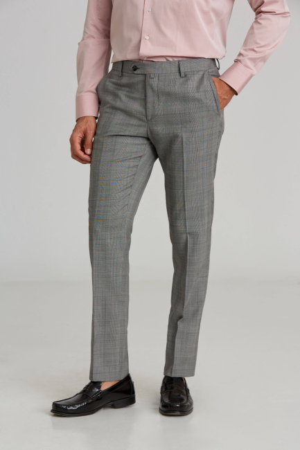 Gri Modern Fit Klasik Erkek Yün Pantolon - 1