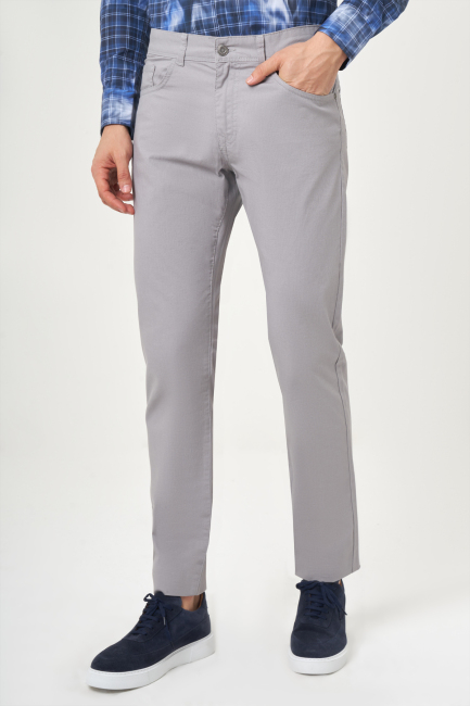 Gri Pamuk 5 Cepli Spor Erkek Pantolon 