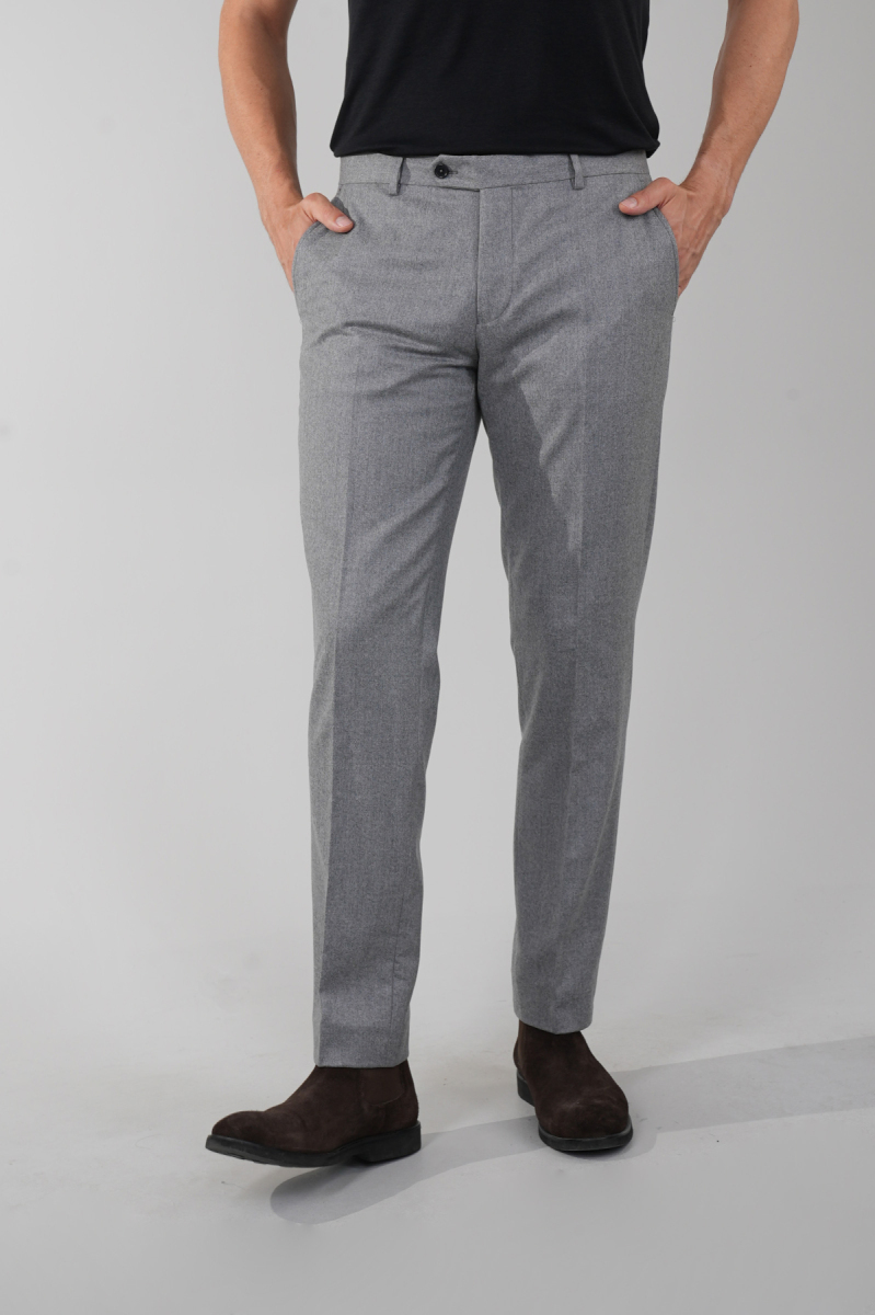 Gri Yün Flanel Regular Fit Klasik Erkek Pantolon