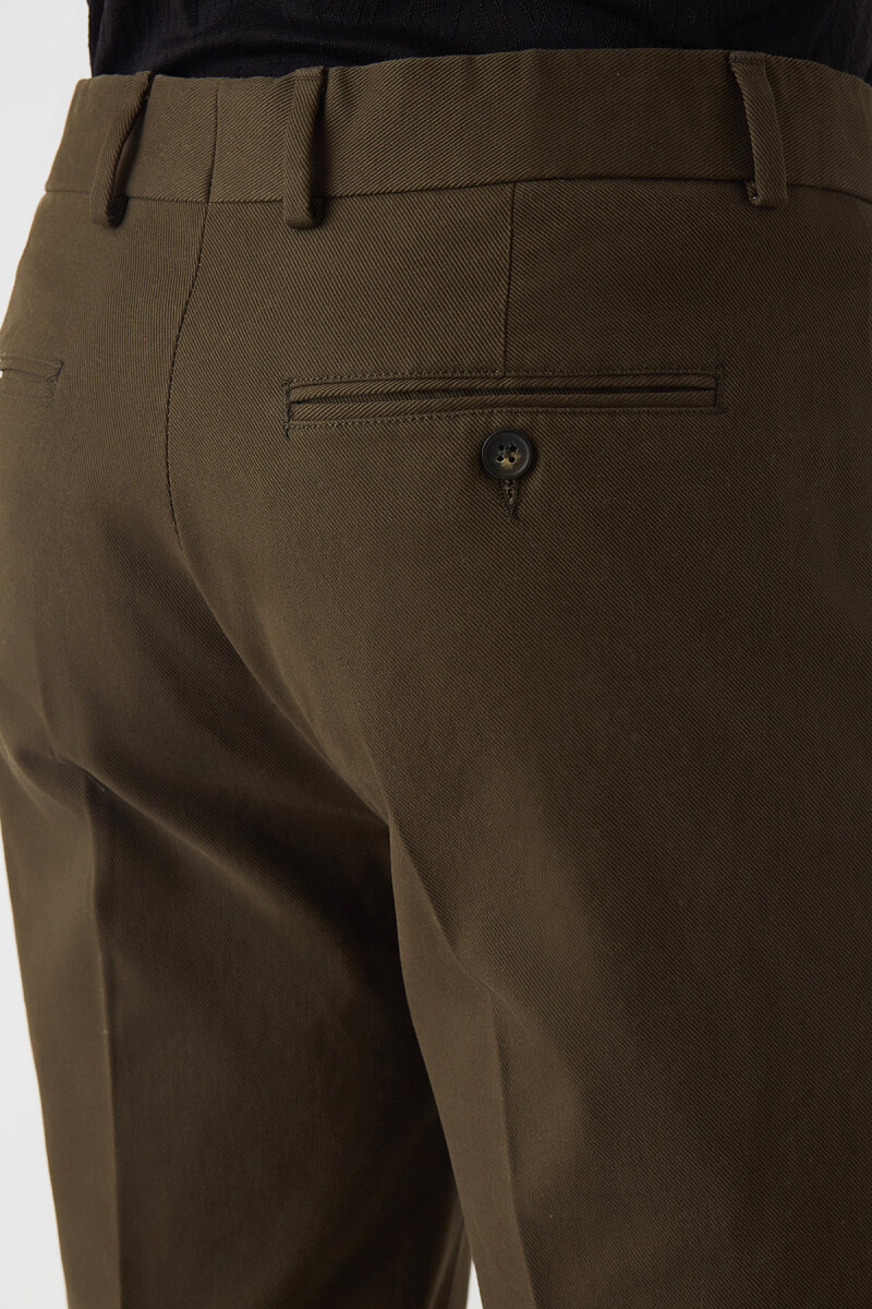 Haki Çift Pileli 4 Cepli Spor Erkek Pantolon - 3