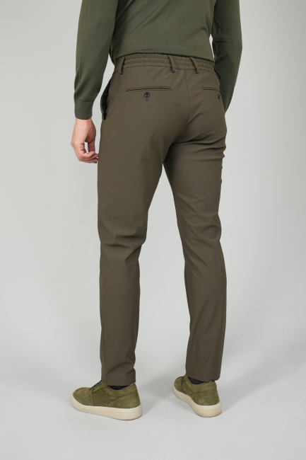 PNS 24101 - 4 Pocket Plain Satin Sports Trousers Khaki (1)
