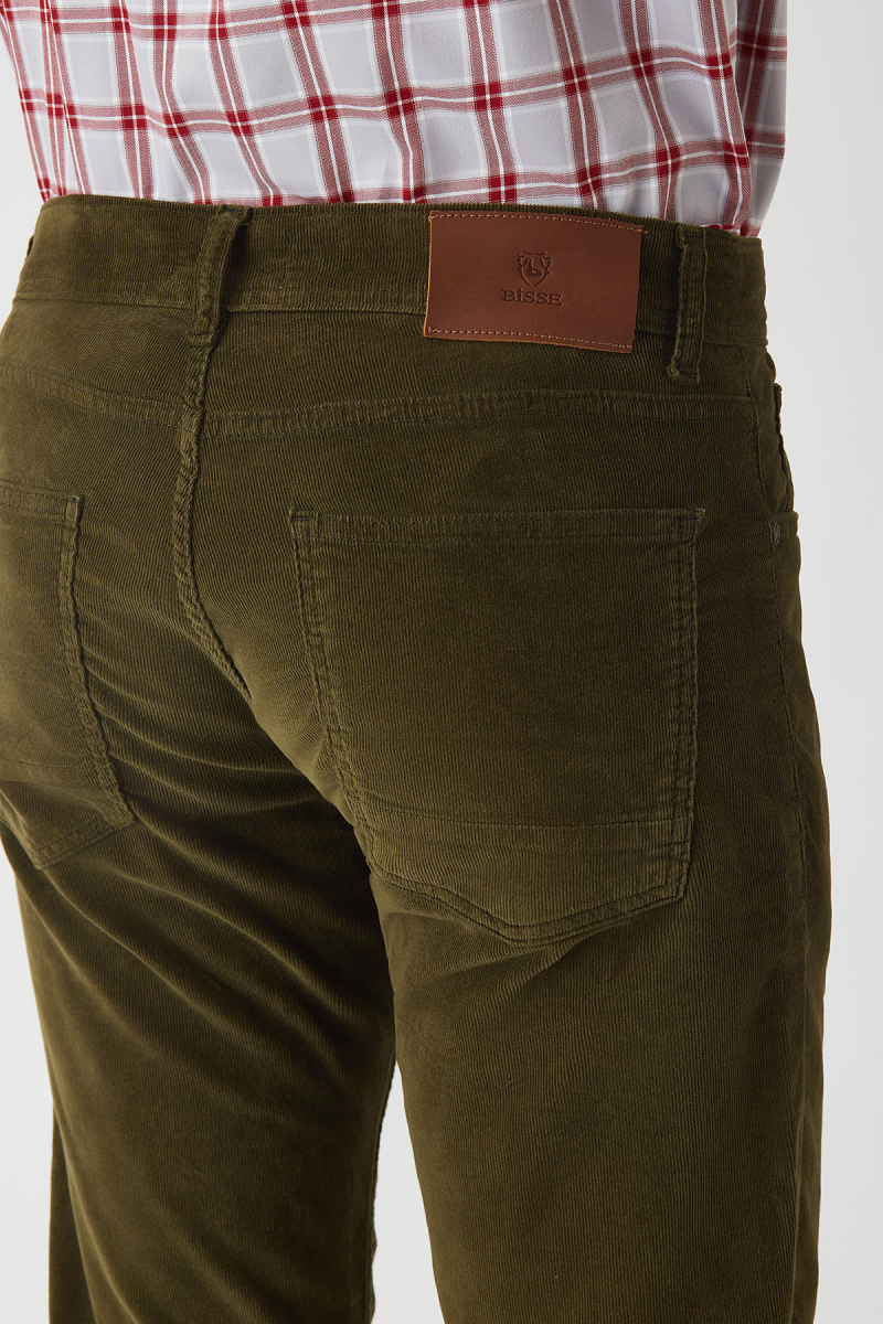 Haki Kadife 5 Cepli Spor Erkek Pantolon - 3