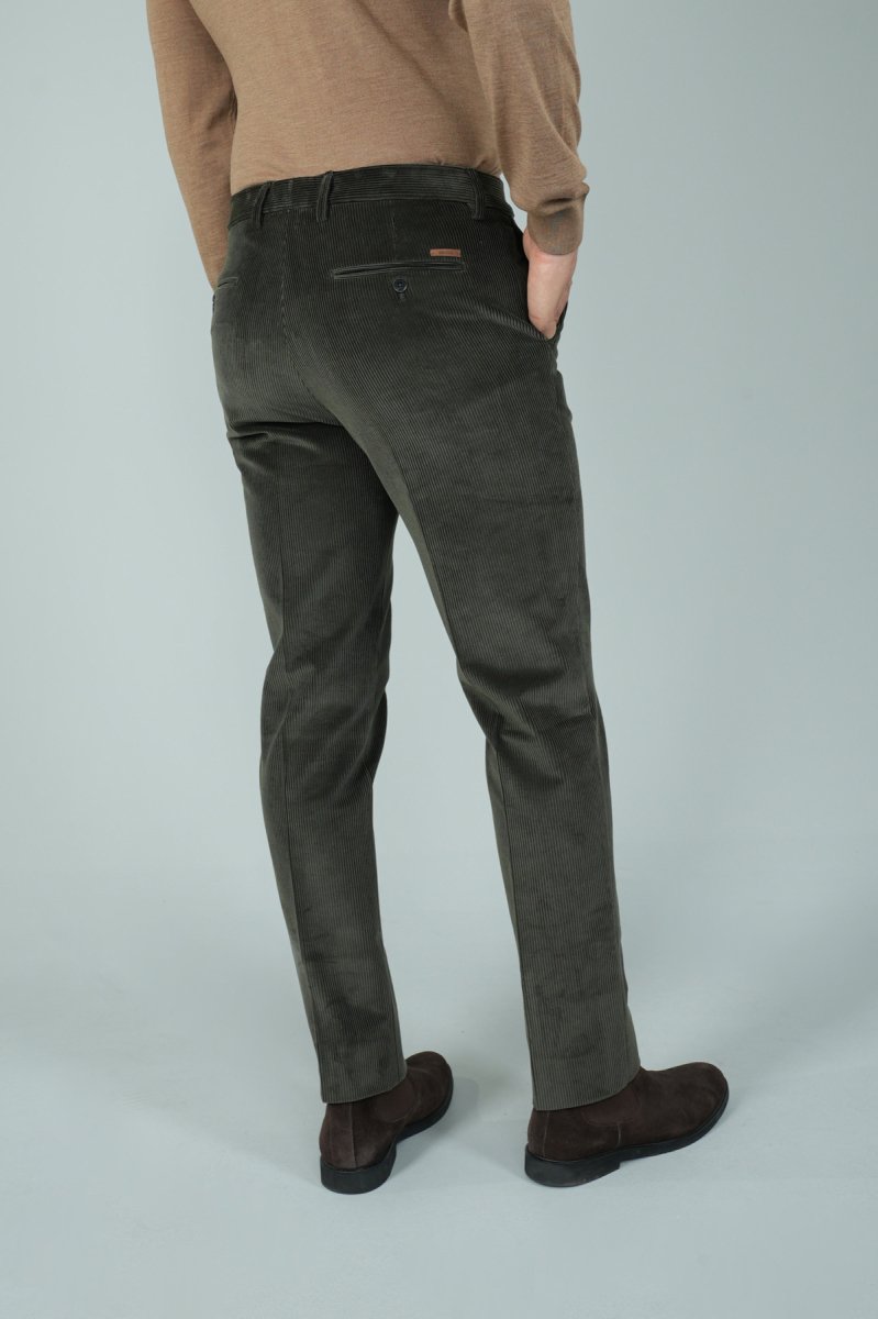 Haki Kadife Pamuk Modal Likralı Esnek Rahat 4 Cepli Erkek Pantolon (1)