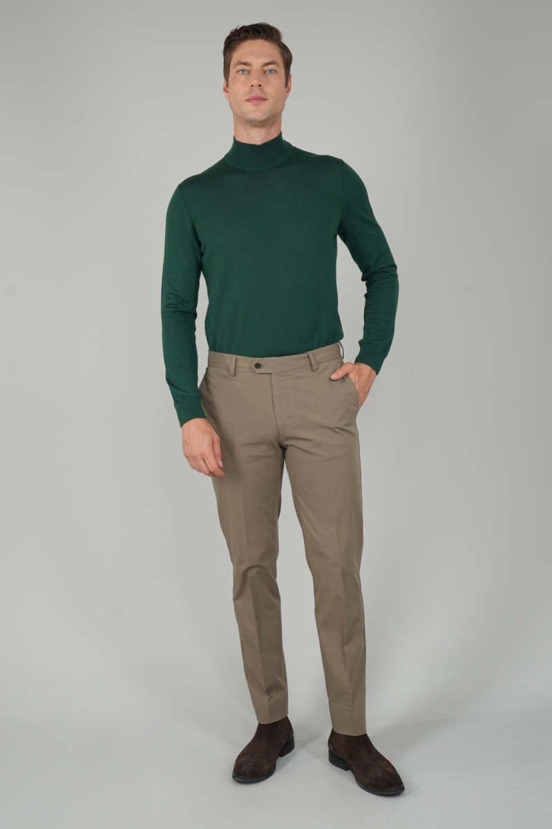 Haki Pamuk 4 Cepli Pilesiz Erkek Pantolon - 5