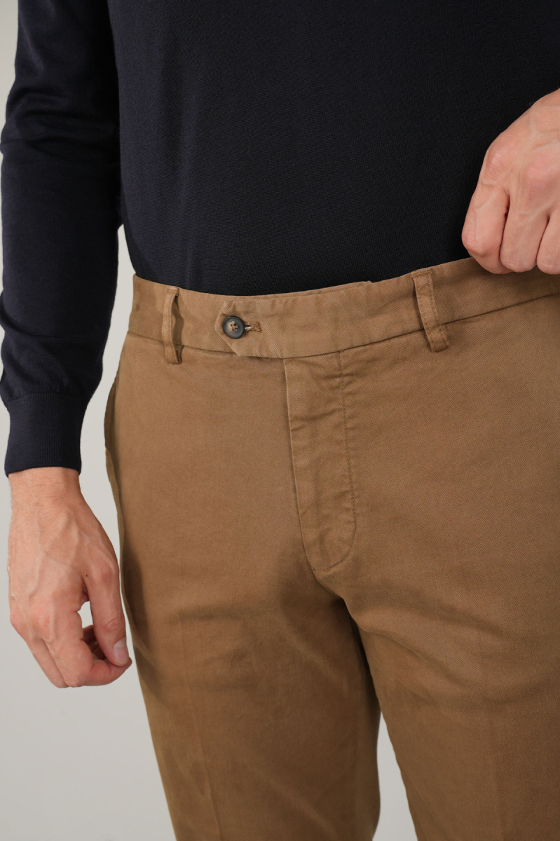 Haki Pamuklu Chino Pilesiz Erkek Pantolon - 3