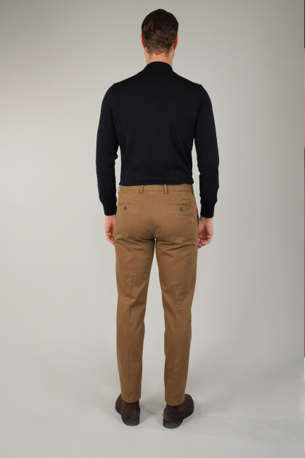 Haki Pamuklu Chino Pilesiz Erkek Pantolon - 2