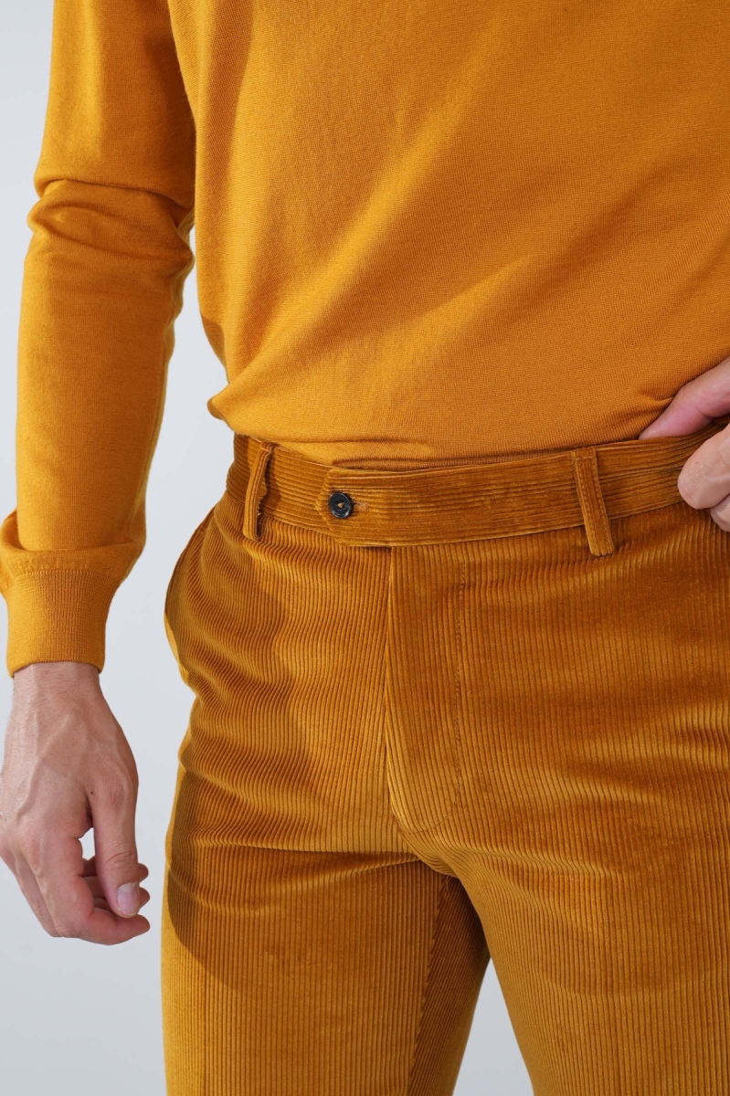 Hardal Kadife Pamuk Modal Likralı Esnek Rahat 4 Cepli Erkek Pantolon - 5