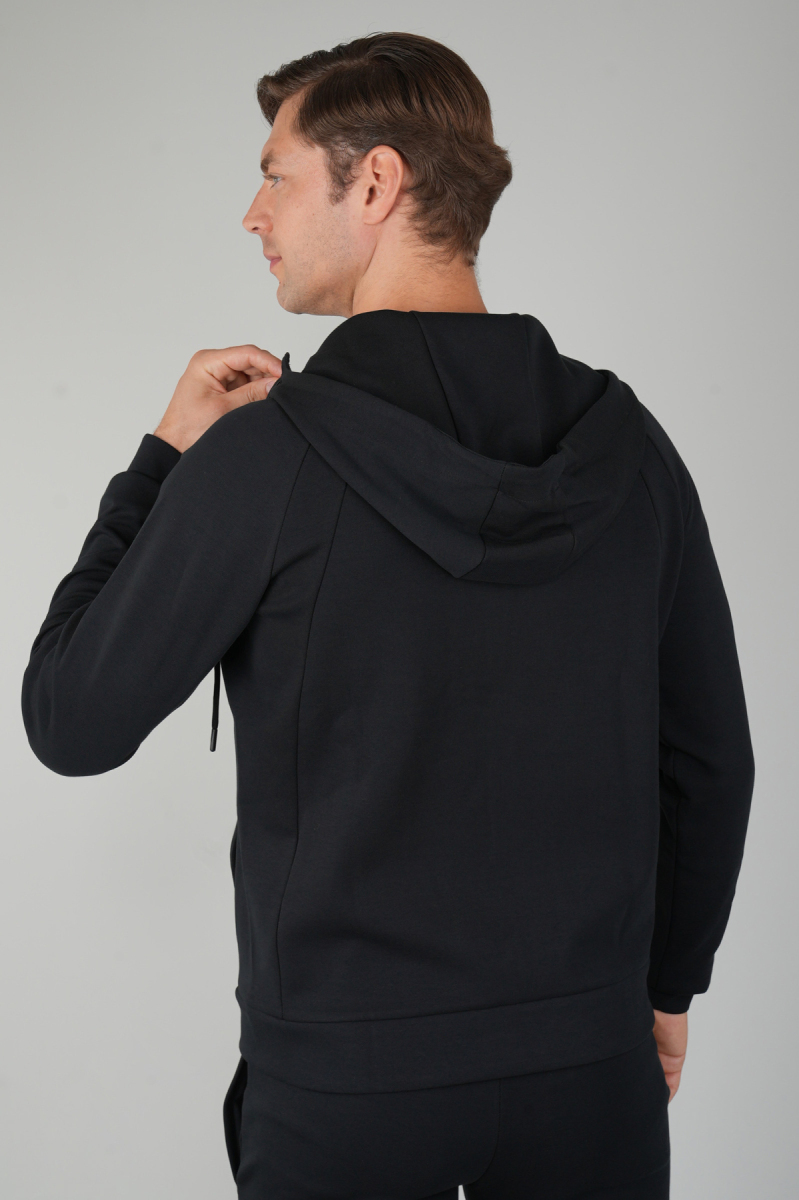 Erkek Pamuk Likralı Siyah Eşofman Üstü - 4