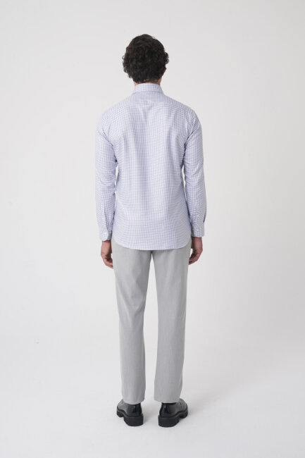 Regular Fit İtalyan Yaka Pamuk Lacivert Erkek Gömlek - 5