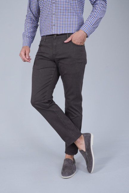 Kahve Gabardin Pamuklu 5 Cepli Spor Pantolon 