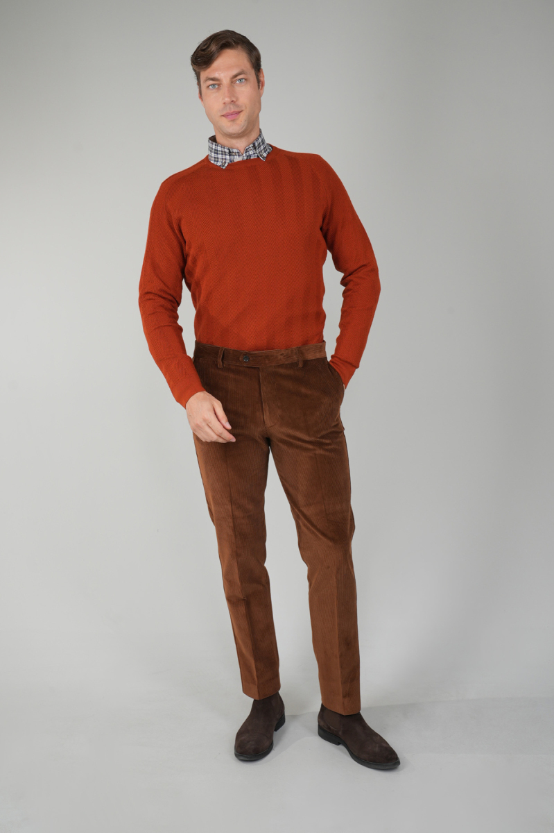 Kahve Kadife Pamuk Modal Likralı Esnek Rahat 4 Cepli Erkek Pantolon - 5