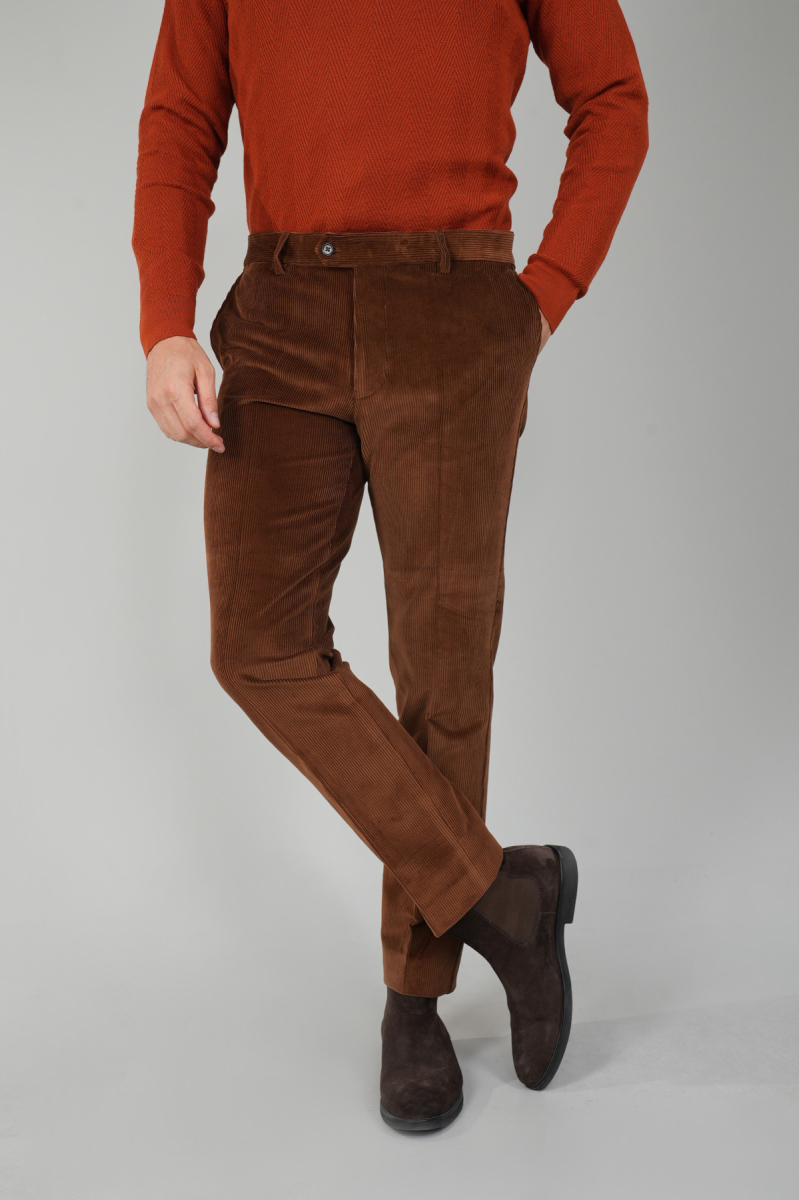 Kahve Kadife Pamuk Modal Likralı Esnek Rahat 4 Cepli Erkek Pantolon - 3