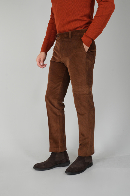 Kahve Kadife Pamuk Modal Likralı Esnek Rahat 4 Cepli Erkek Pantolon