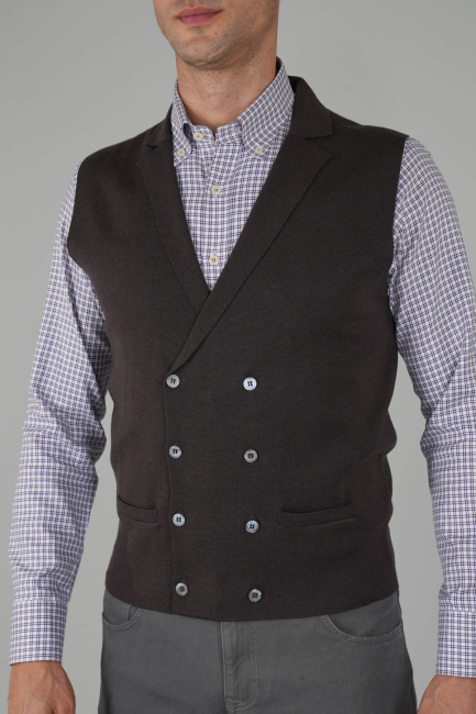 Kahve Kruvaze Yün Erkek Yelek - 5