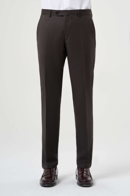 Kahve Yün Dokuma Klasik Erkek Pantolon