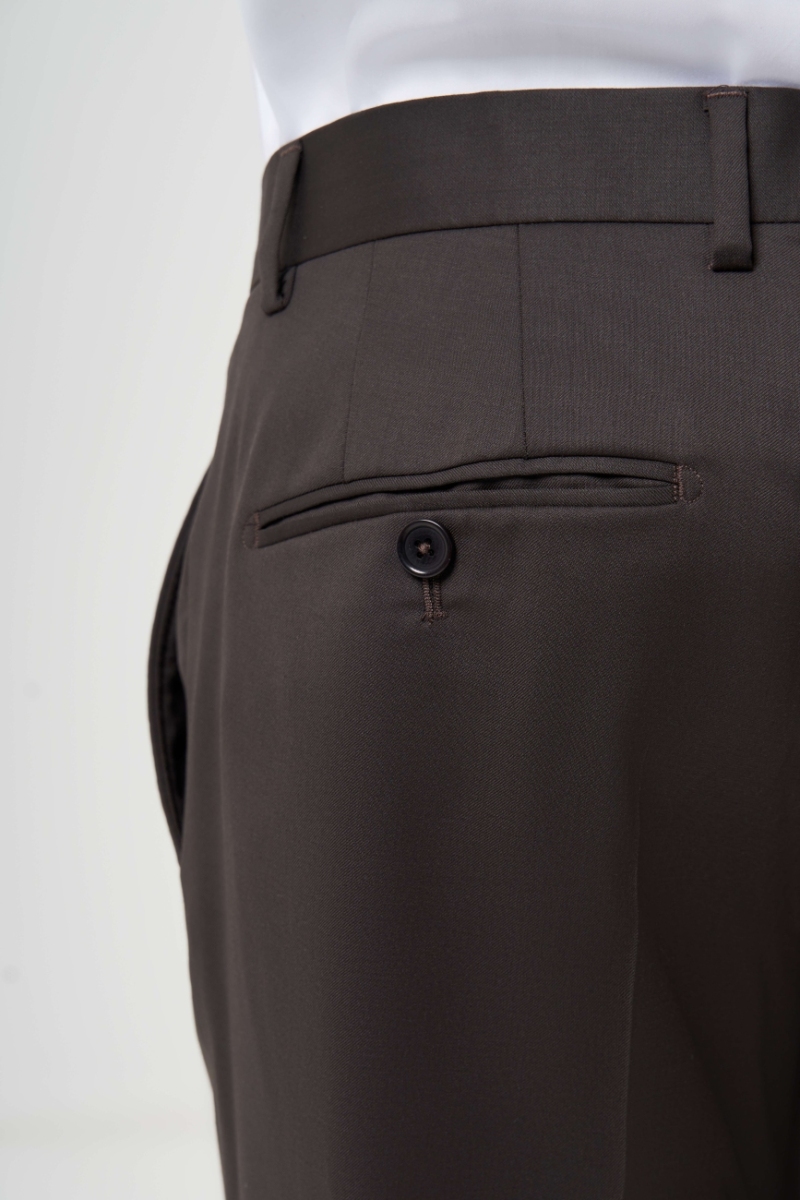 Kahve Yün Dokuma Klasik Erkek Pantolon - 4