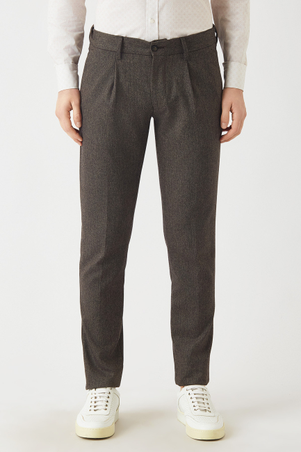 Kahverengi Lastikli 4 Cepli Spor Erkek Pantolon - 1