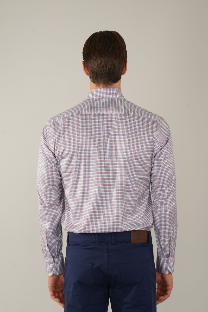 Kırmızı Uzun Kol Klasik Z Yaka Cepsiz Erkek Gömlek   (1)