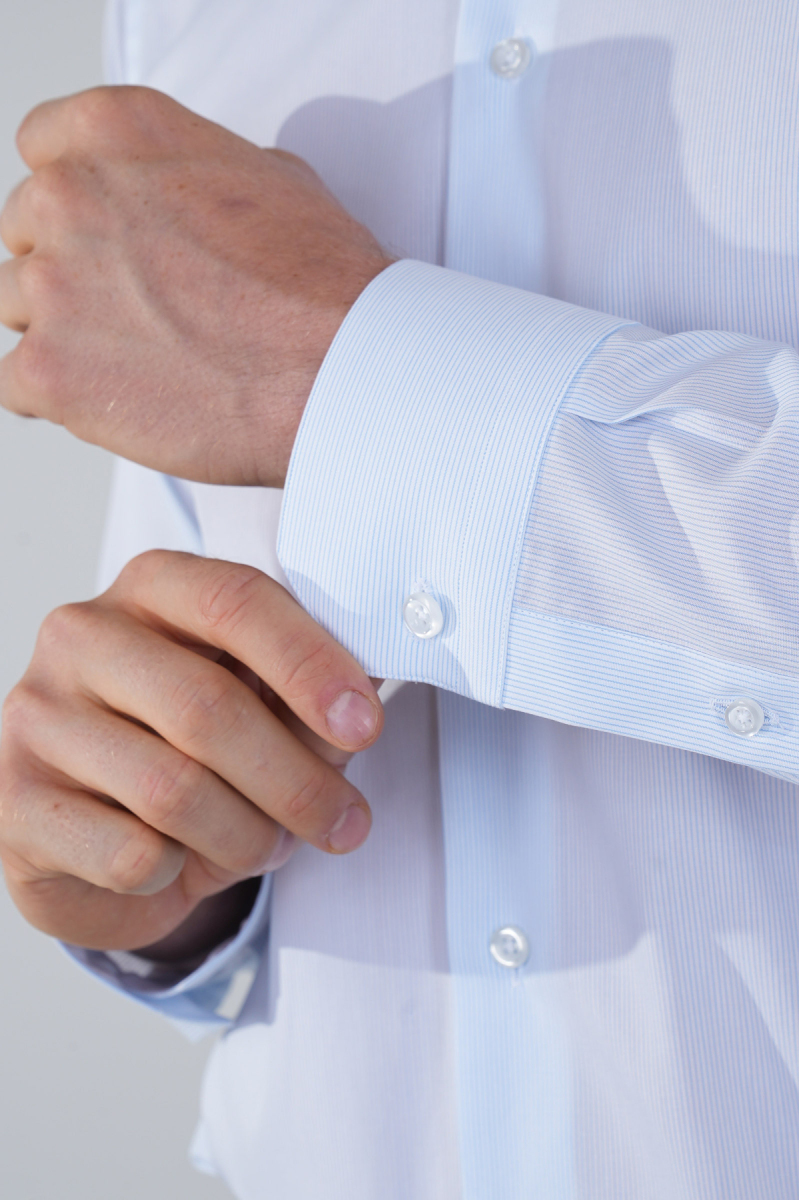 Regular Fit Cepsiz Pamuk Mavi Erkek Gömlek - 4