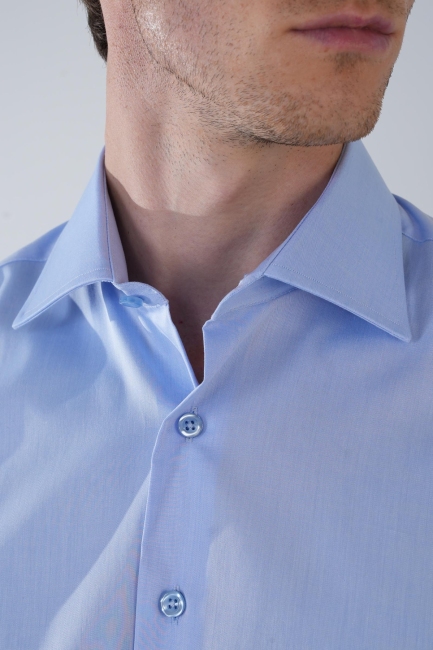 Klasik Yaka Regular Fit Mavi Uzun Kol Cepsiz Erkek Gömlek - 4