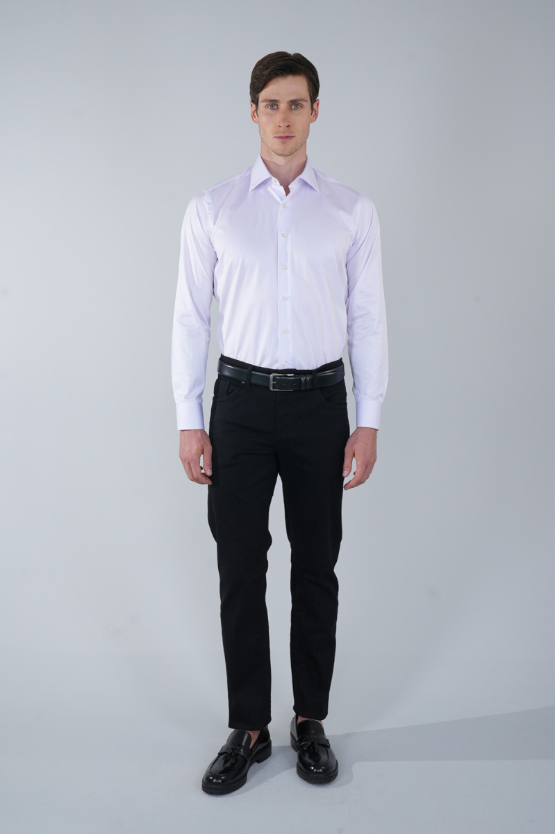 Klasik Yaka Regular Fit Pembe Uzun Kol Cepsiz Erkek Gömlek - 5