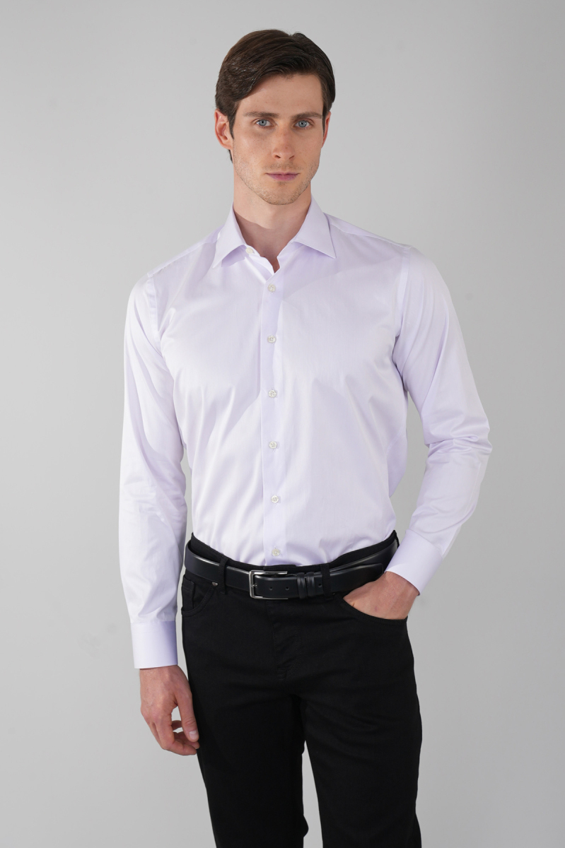 Klasik Yaka Regular Fit Pembe Uzun Kol Cepsiz Erkek Gömlek