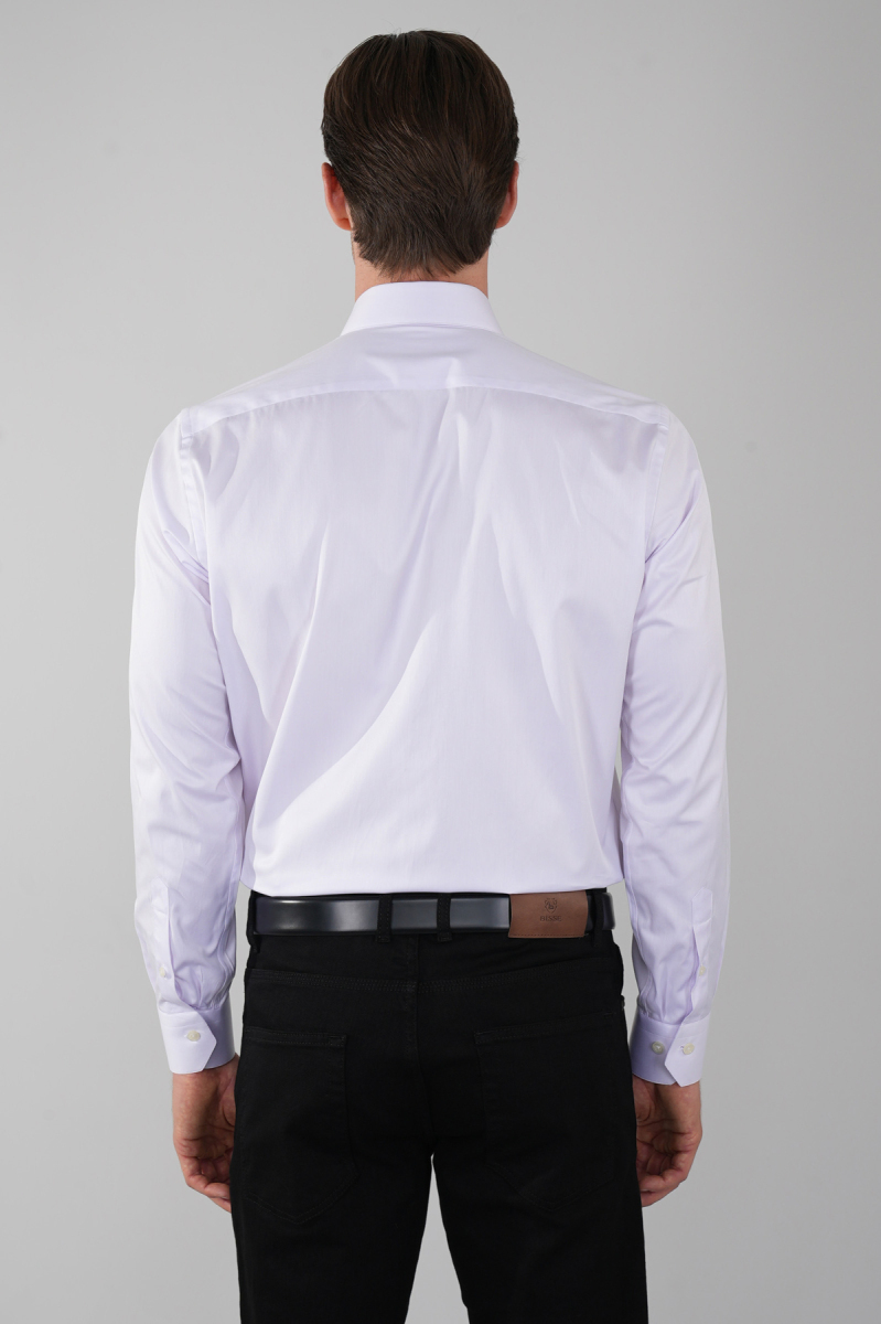 Klasik Yaka Regular Fit Pembe Uzun Kol Cepsiz Erkek Gömlek (1)