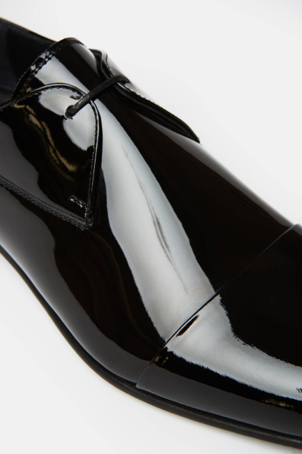 Kösele Tabanlı Rugan Siyah Erkek Klasik Ayakkabı - 4