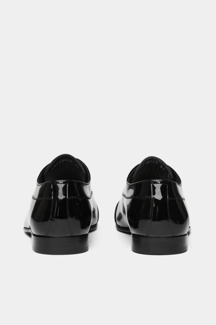 Kösele Tabanlı Rugan Siyah Erkek Klasik Ayakkabı - 3