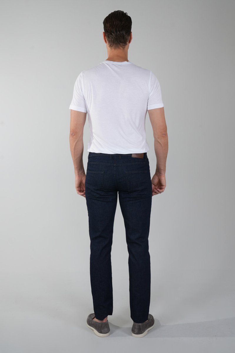 Koyu Lacivert Denim Pamuklu 5 Cepli Erkek Pantolon (1)