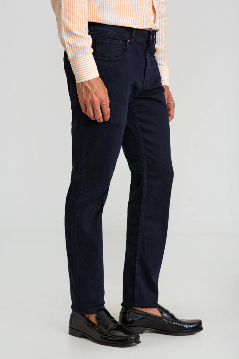 Koyu Lacivert Pamuklu Denim 5 Cepli Erkek Pantolon