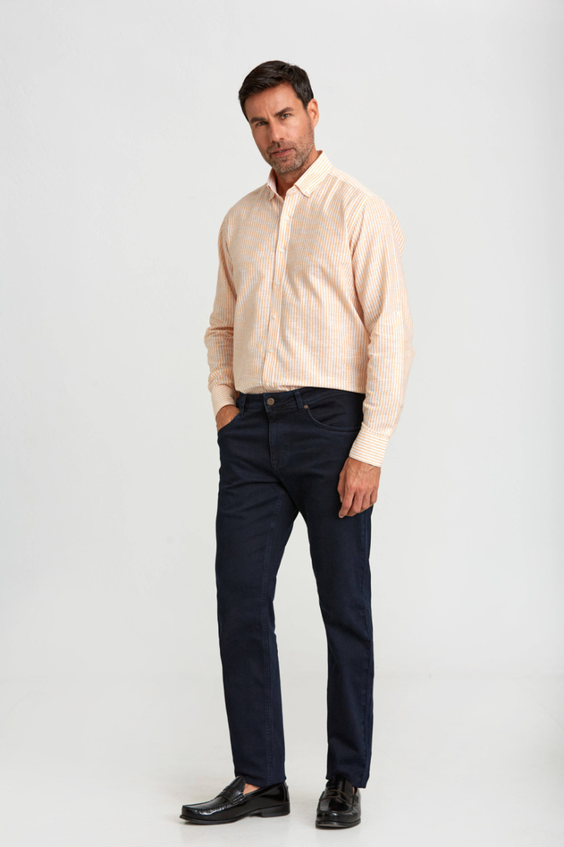 Koyu Lacivert Pamuklu Denim 5 Cepli Erkek Pantolon - 6