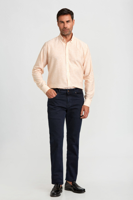 Koyu Lacivert Pamuklu Denim 5 Cepli Erkek Pantolon - 3