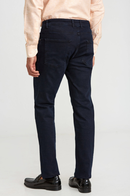 Koyu Lacivert Pamuklu Denim 5 Cepli Erkek Pantolon - 2