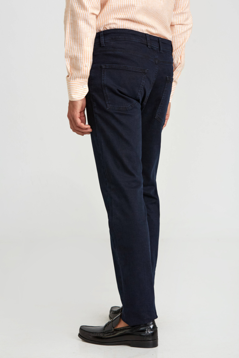 Koyu Lacivert Pamuklu Denim 5 Cepli Erkek Pantolon - 5