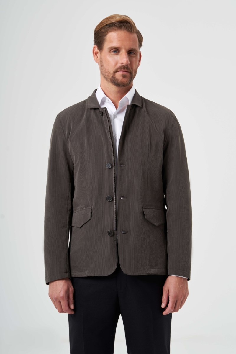 Koyu Yeşil Erkek Düğmeli Ceket Mont