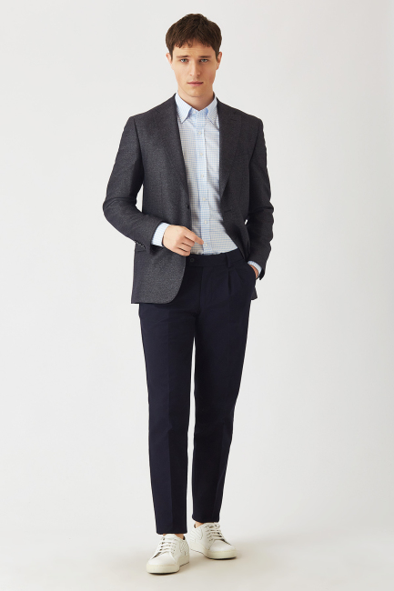 Lacivert Çift Pileli 4 Cepli Spor Erkek Pantolon - 4