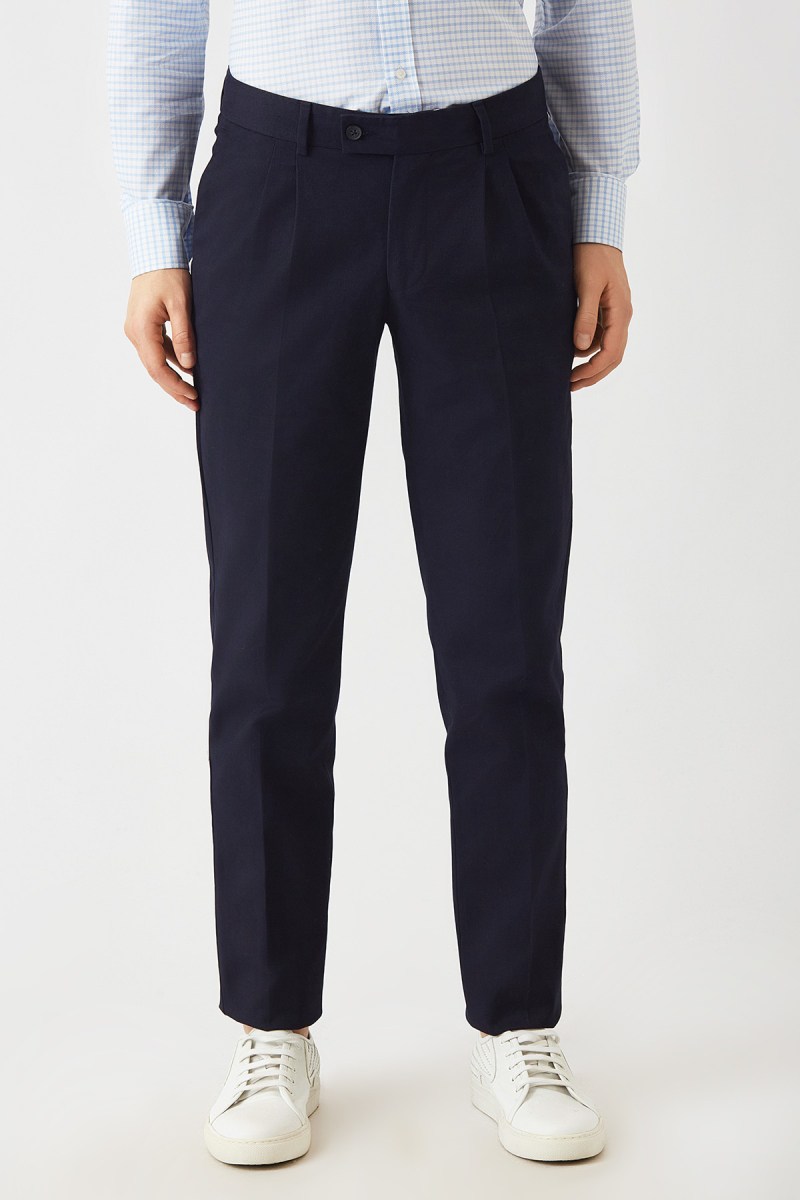 Lacivert Çift Pileli 4 Cepli Spor Erkek Pantolon