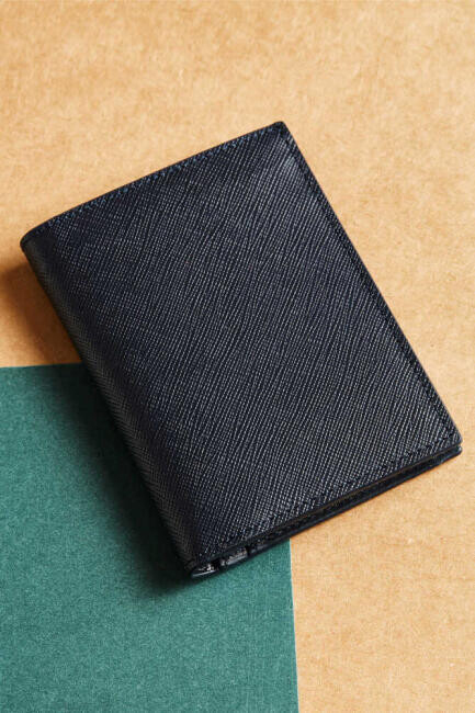 Lacivert Desenli Deri Erkek Cüzdan - 1