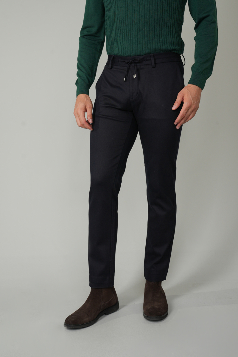 Lacivert Doğal Pamuk Lastikli Jagger Pantolon