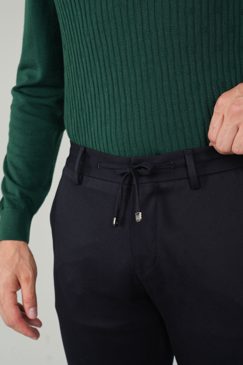 Lacivert Doğal Pamuk Lastikli Jagger Pantolon - 3